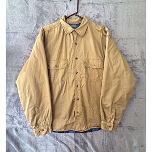 Vintage American Culture Men's Cotton Barn Chore Shirt Jacket Khaki Button Front